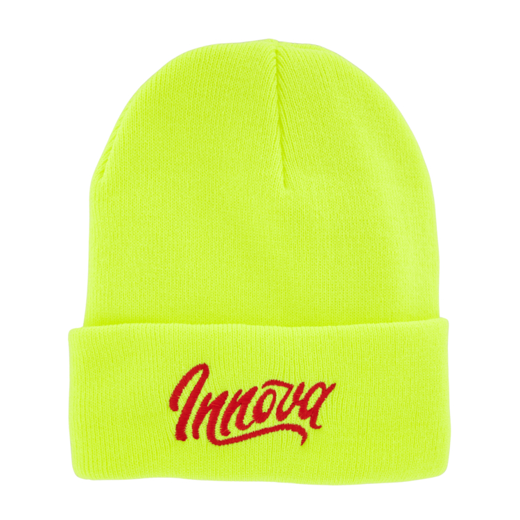 Flow Cuff Beanie - Neon Yellow - (Knit outter with Fleece liner)
