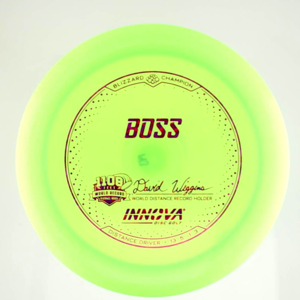 Boss - David Wiggins Jr. World Distance Record 1108 feet - Day Glo - 143.9 gm -  Disc ID: 600752